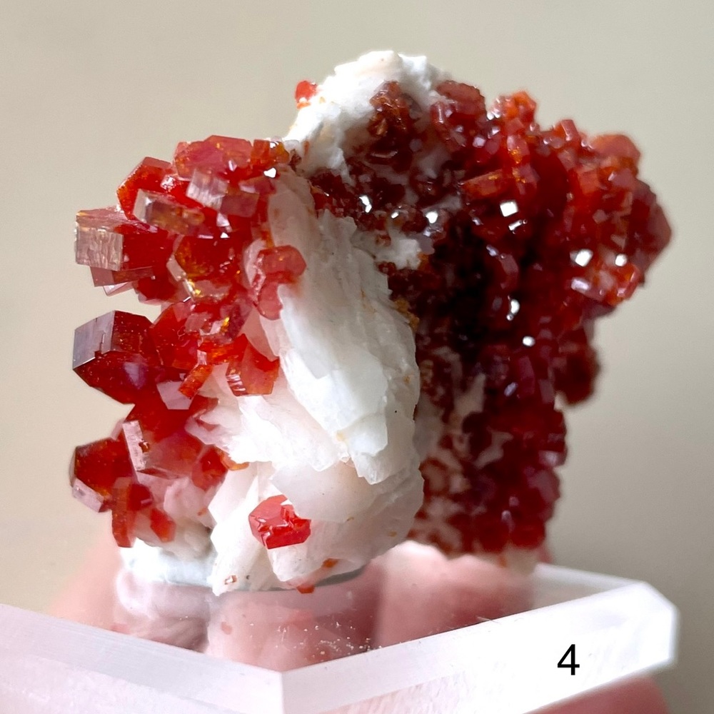 Rare, raw Vanadinite on barite crystal specimen